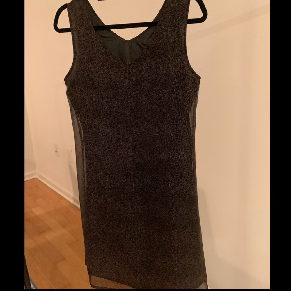 Silk Black Chiffon Dotted Dress